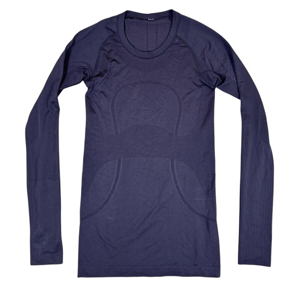 Lululemon Swiftly Tech Long Sleeve 2.0 Navy Purple Crewneck Thumbhole Top READ